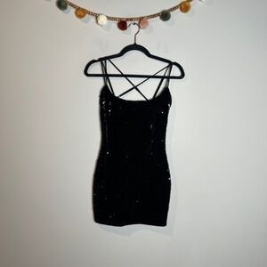 Lucy in the Sky black velvet sequin mini dress